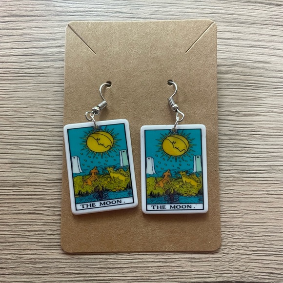 Hand Crafted Jewelry - The moon tarot card earrings